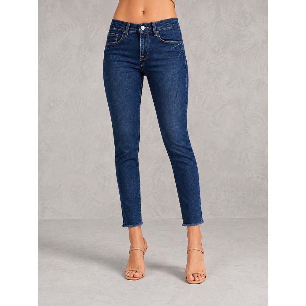 L'AGENCE Jeans Womens 26x24 Dark Blue Skinny Ankle Stretch Denim Raw Hem